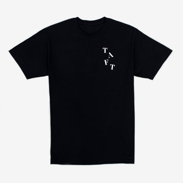 Short Sleeve Black Tee Shirt with TAFT on front left