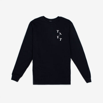 Long Sleeve Black Tee Shirt with TAFT on front left